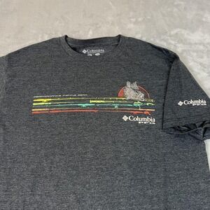Columbia PFG Shirt Mens XL Gray Graphic Performance Fishing Gear Tee Outdoors